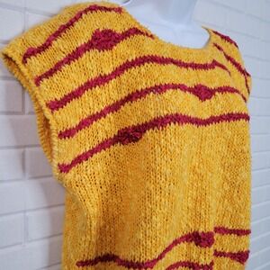 Vintage 1980s Objectives Summer Sweater Sz Large Textured Linen Blend Dopamine‎